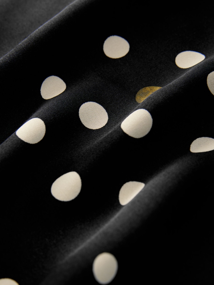 Black Spot V-Neck Collared Satin Shirt - Image 6 of 6