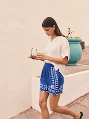 Blue Cross Stitch 100% Cotton Shorts - Image 2 of 8