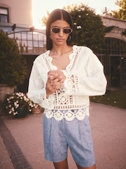 Navy Linen Rich Boy Shorts - Image 2 of 7
