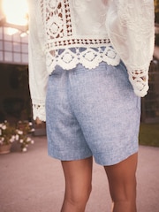 Navy Linen Rich Boy Shorts - Image 3 of 7