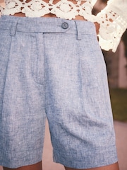 Navy Linen Rich Boy Shorts - Image 4 of 7