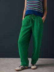 Bright Green Barrel Leg Crepe Trousers - Image 2 of 10