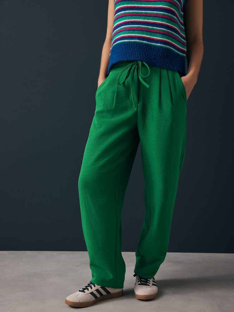 Bright Green Barrel Leg Crepe Trousers - Image 2 of 10