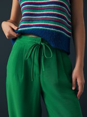 Bright Green Barrel Leg Crepe Trousers - Image 4 of 10