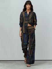 Navy Long Sleeved Shirt With Linen - Image 3 of 7
