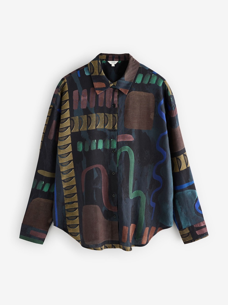 Navy Long Sleeved Shirt With Linen - Image 5 of 7