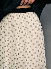 Ecru Spot Mesh Tulle Midi Skirt - Image 5 of 8