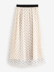 Ecru Spot Mesh Tulle Midi Skirt - Image 6 of 8