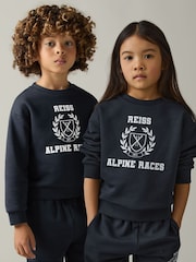 Reiss Navy/Off White Elias 13-14 yrs Cotton-Blend Alpine Races Sweatshirt - Image 2 of 5