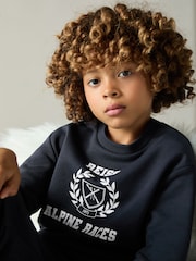 Reiss Navy/Off White Elias 13-14 yrs Cotton-Blend Alpine Races Sweatshirt - Image 3 of 5