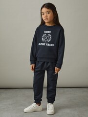 Reiss Navy/Off White Elias 13-14 yrs Cotton-Blend Alpine Races Sweatshirt - Image 4 of 5