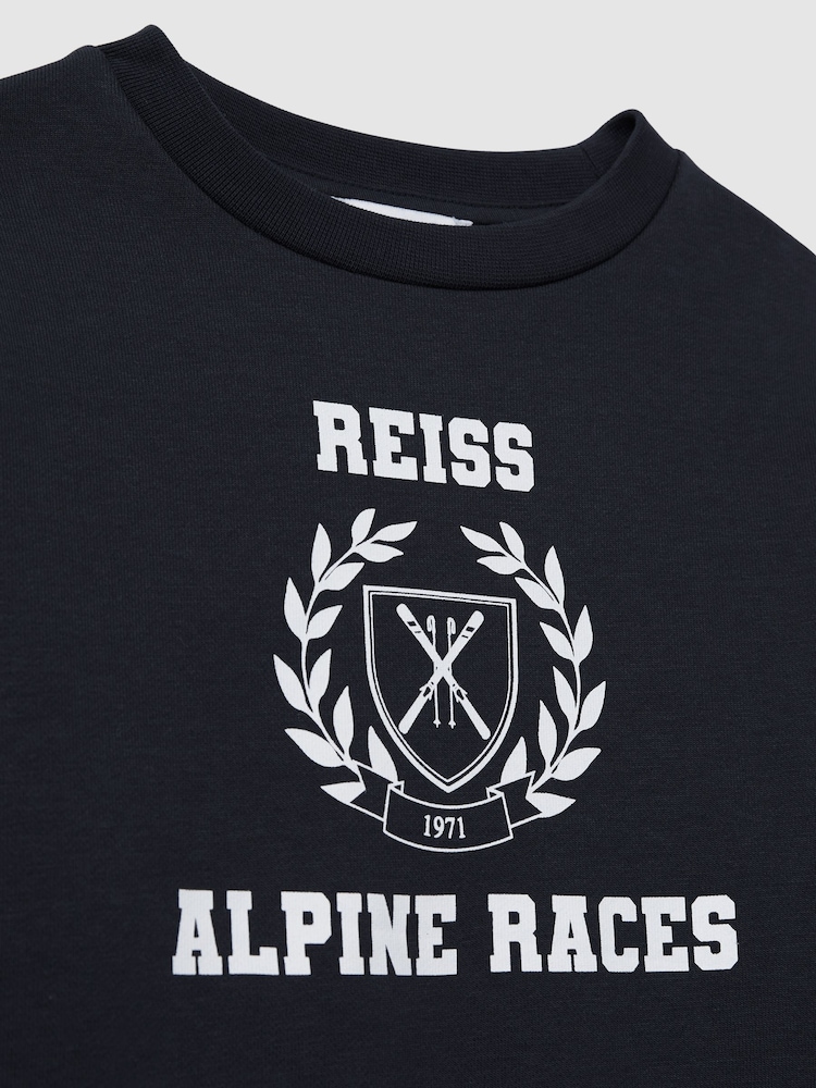 Reiss Navy/Off White Elias 13-14 yrs Cotton-Blend Alpine Races Sweatshirt - Image 5 of 5