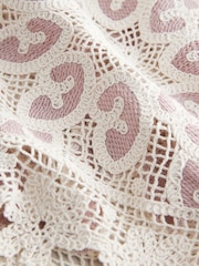 Blush Pink/Ecru N. Premium Crochet Lace Short Sleeve Shirt - Image 9 of 9