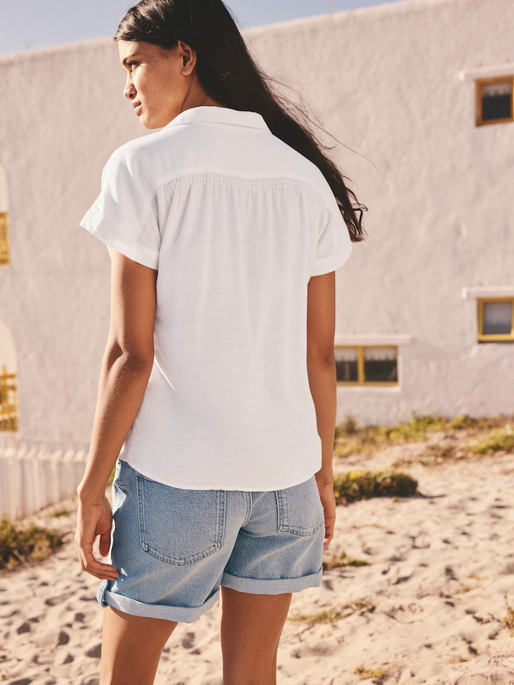 Blanc - chemise Manche courte en lin - Image 3 of 7