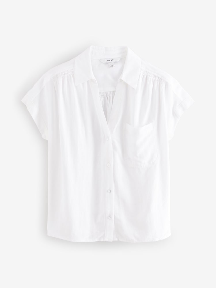 Blanc - chemise Manche courte en lin - Image 5 of 7