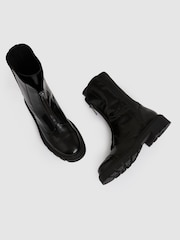 Reiss Black Sophie Leather Zip-Front Ankle Boots - Image 3 of 5