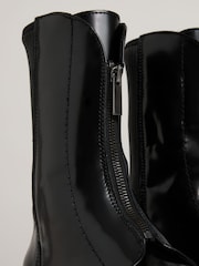 Reiss Black Sophie Leather Zip-Front Ankle Boots - Image 5 of 5
