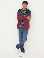FatFace Plum Purple 100% Cotton Brooke Stripe Zip Through Hoodie - Image 4 of 7