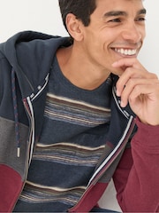 FatFace Plum Purple 100% Cotton Brooke Stripe Zip Through Hoodie - Image 6 of 7