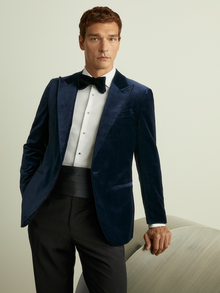Reiss Navy Cameron Silk Cummerbund - Image 2 of 4