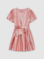 Reiss Pink Leomie 4-9 yrs Floral Fil-Coupé Dress - Image 2 of 4