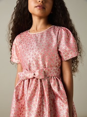 Reiss Pink Leomie 4-9 yrs Floral Fil-Coupé Dress - Image 3 of 4