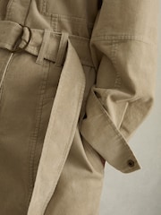 Reiss Neutral Mara Cotton Corduroy Tapered Jumpsuit With Stretch - Image 4 of 6