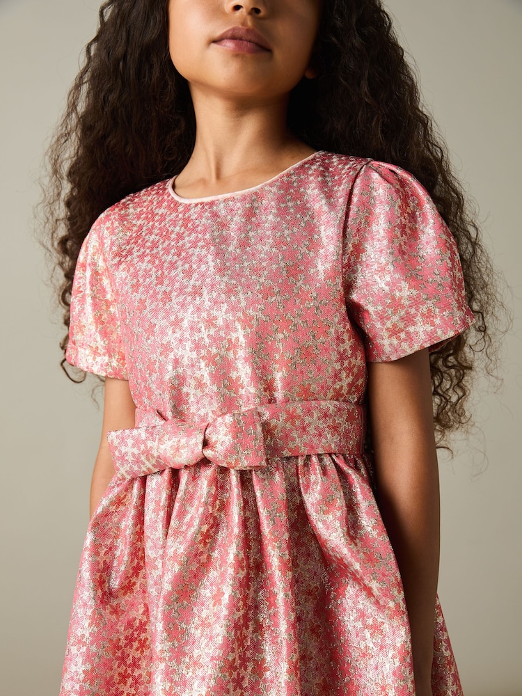 Reiss Pink Leomie 9-13 yrs Floral Fil-Coupé Dress - Image 1 of 4