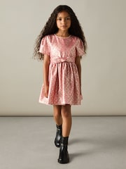 Reiss Pink Leomie 9-13 yrs Floral Fil-Coupé Dress - Image 3 of 4
