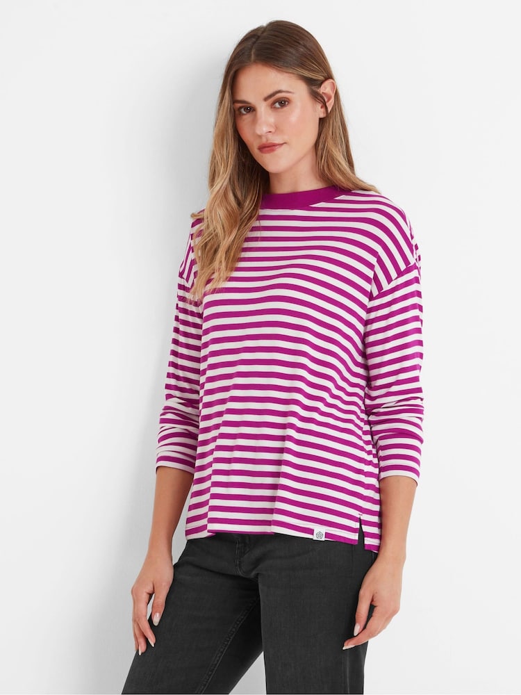 Tog 24 Purple Womens Jerry Long Sleeve Fuscia 100% Cotton T-Shirt - Image 2 of 5