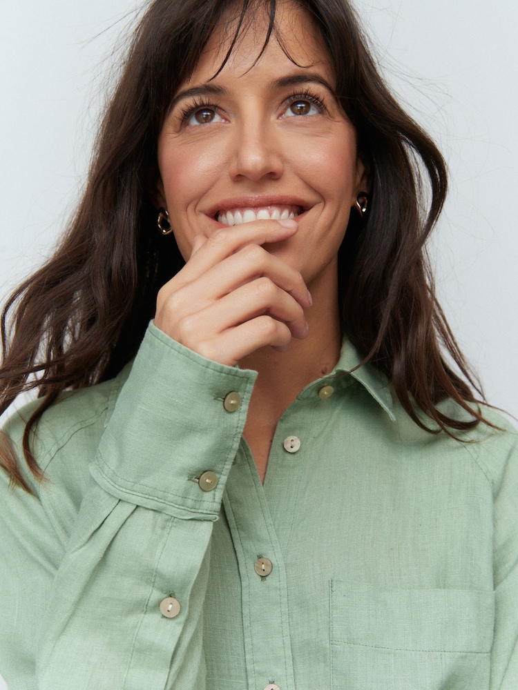 Verzui - 100% Lenjerie de pat Button Down Relaxed Mânecă lungă Cămăși - Image 6 of 9