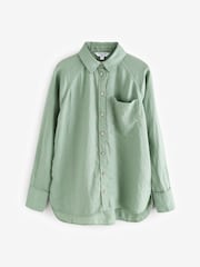 Sage Green 100% Linen Button Down Relaxed Long Sleeve Shirt - Image 7 of 9
