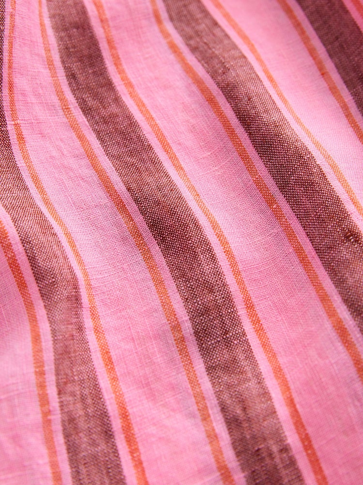 Rayas rosa y marrón - Camisa de manga larga holgada de lino 100% con botones - Imagen 9 de 9 Rayas rosa y marrón - Camisa de manga larga holgada de lino 100% con botones - Imagen 9 de 9
