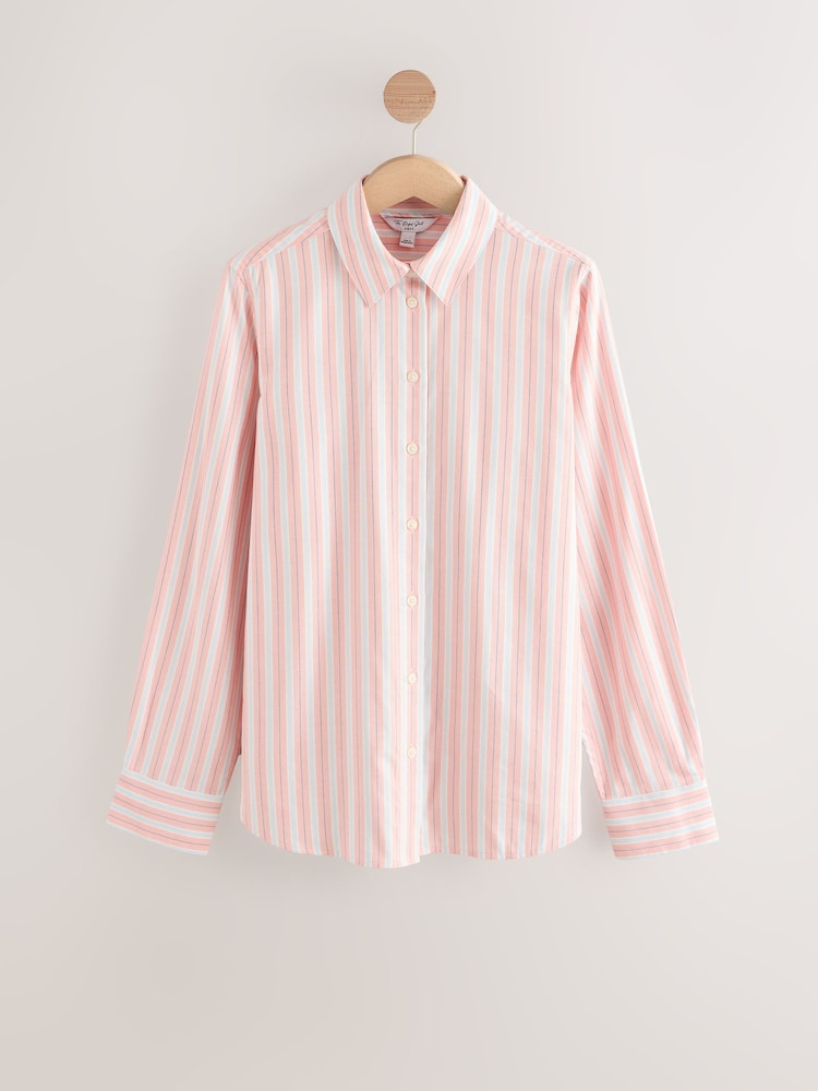 Peach/Blue Oversized Long Sleeve Oxford Shirt - Image 5 of 6