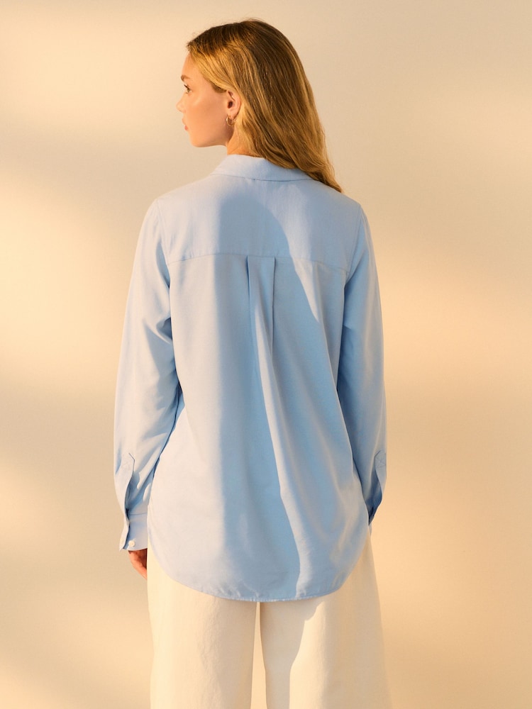Light Blue Oversized Long Sleeve Oxford Shirt - Image 3 of 7