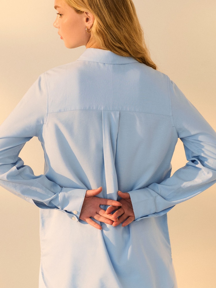 Light Blue Oversized Long Sleeve Oxford Shirt - Image 4 of 7