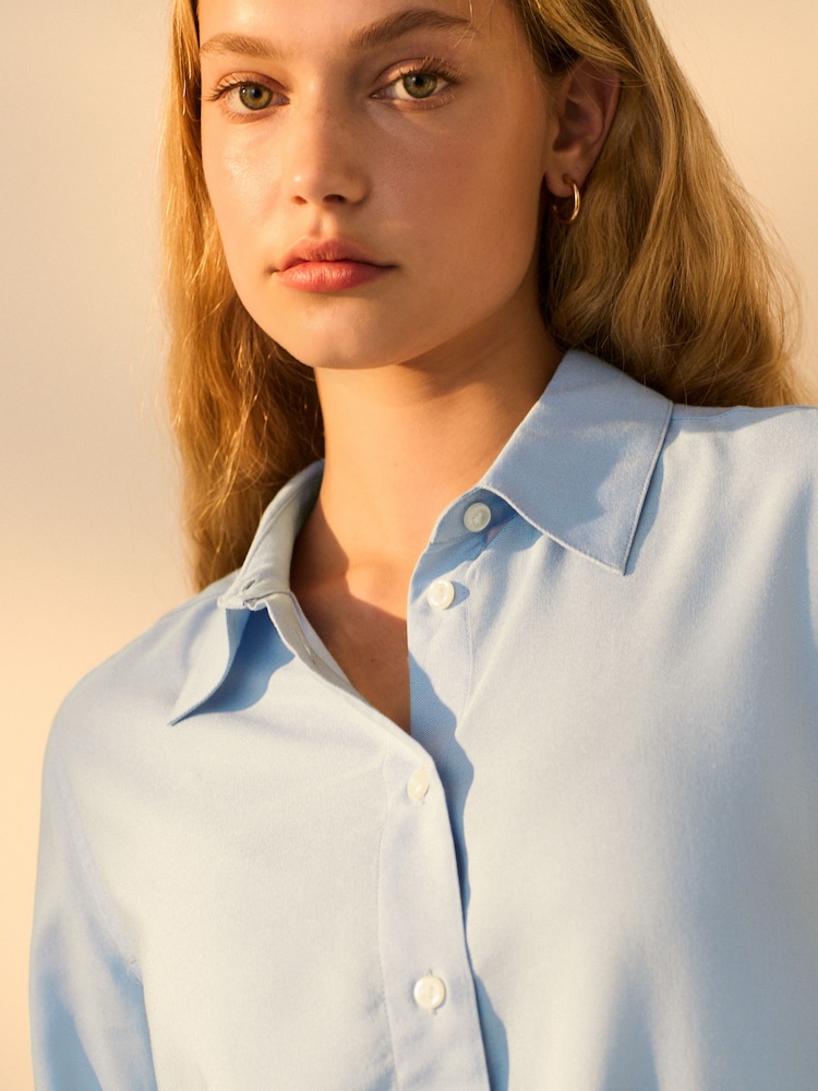Light Blue Oversized Long Sleeve Oxford Shirt - Image 5 of 7