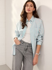 Blue/Pink Stripe Girlfriend Oversized Long Sleeve Shirt - Image 2 of 8