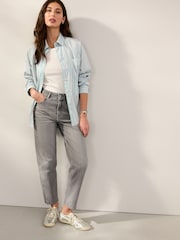 Blue/Pink Stripe Girlfriend Oversized Long Sleeve Shirt - Image 3 of 8