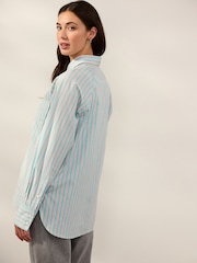 Blue/Pink Stripe Girlfriend Oversized Long Sleeve Shirt - Image 4 of 8