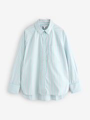 Blue/Pink Stripe Girlfriend Oversized Long Sleeve Shirt - Image 6 of 8