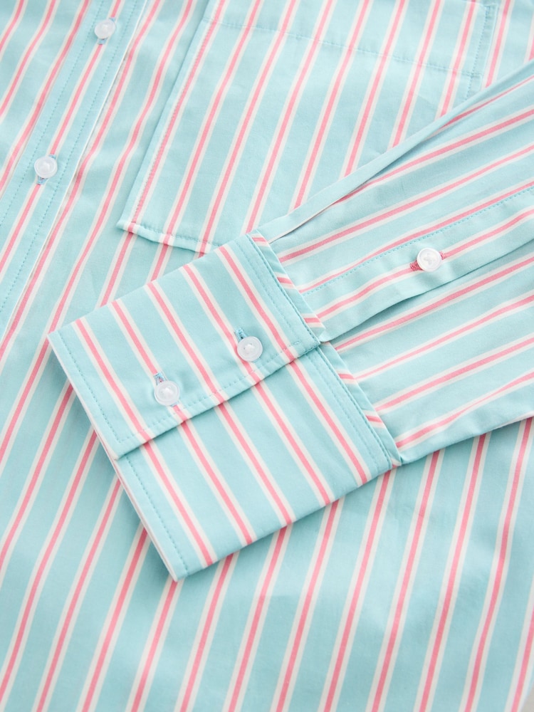 Blue/Pink Stripe Girlfriend Oversized Long Sleeve Shirt - Image 8 of 8