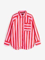 Red/Pink Stripe Girlfriend Oversized Long Sleeve Shirt - Image 6 of 8