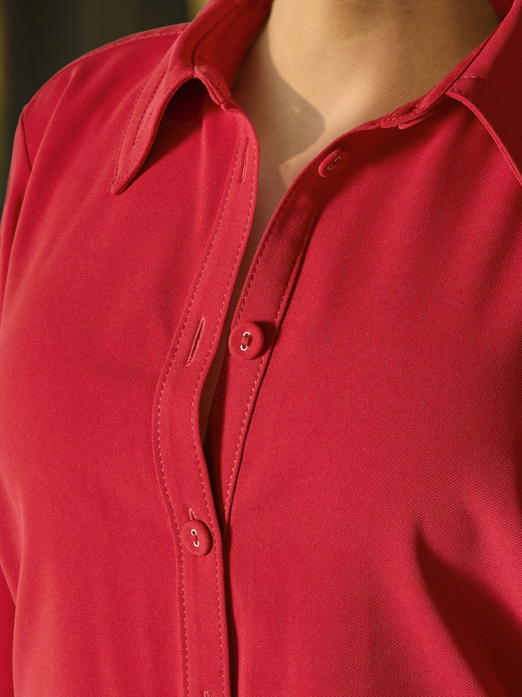 Rood - Crepe Overhemd met knoopjes en lange mouwen - Image 4 of 7