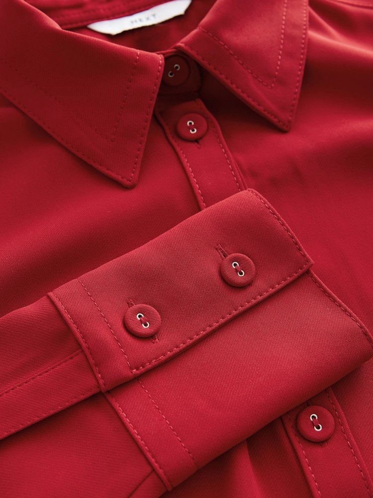 Rood - Crepe Overhemd met knoopjes en lange mouwen - Image 6 of 7
