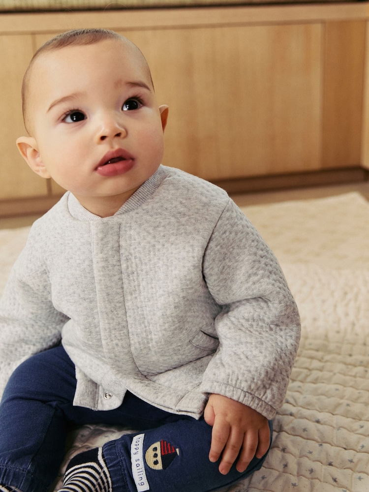Grey Baby Textured Bomber Jacket (0mths-2yrs) - Image 1 of 4