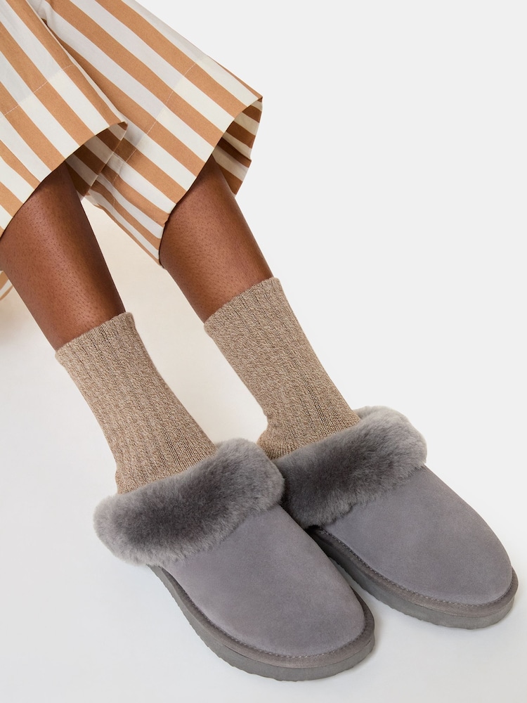 Whistles Grey Emilia Cuff Slippers - Image 4 of 4