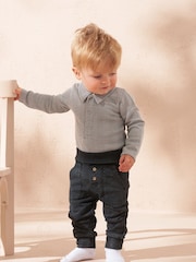 Angel & Rocket Grey Herringbone Bodysuit And Jersey Joggers Set - Image 1 of 3