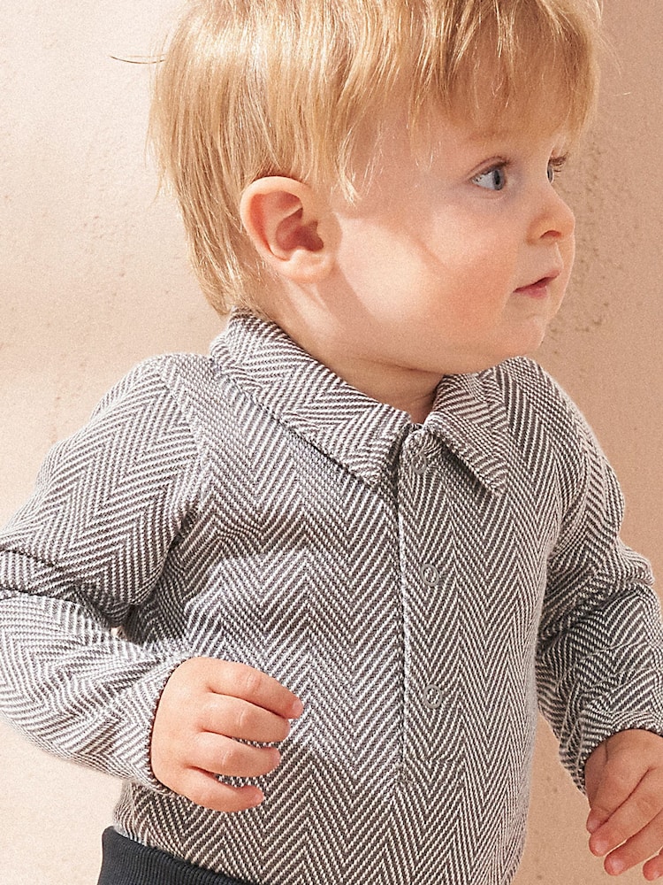 Angel & Rocket Grey Herringbone Bodysuit And Jersey Joggers Set - Image 3 of 3