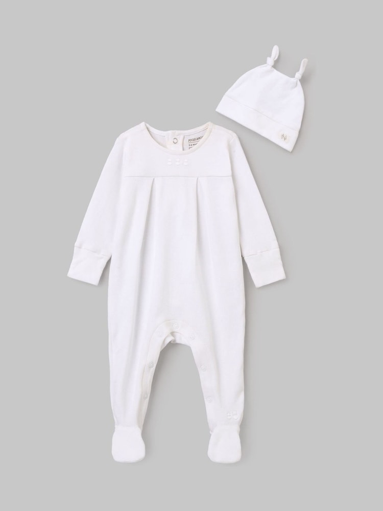Angel & Rocket White Marcel Cotton Collar Babygrow - Image 1 of 5